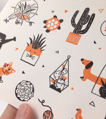 Carte pliante "Animaux & Plantes" Letterpress A6 avec enveloppe 3