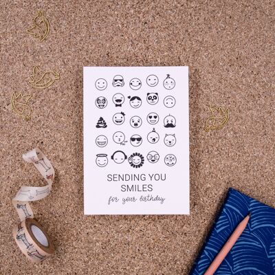 Carte postale "Envoi de sourires" (Emojis) Letterpress A6