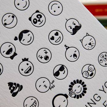 Carte postale "Envoi de sourires" (Emojis) Letterpress A6 2