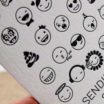 Carte postale "Envoi de sourires" (Emojis) Letterpress A6 3