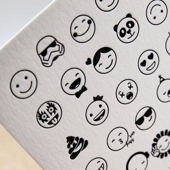 Carte postale "Envoi de sourires" (Emojis) Letterpress A6 4