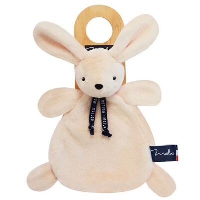 My first personalized flat rabbit comforter in ecru