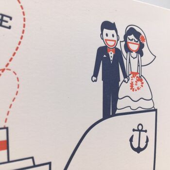 "Tout le meilleur dans le port du mariage" (mariage) Carte pliante Letterpress A6 avec enveloppe 2
