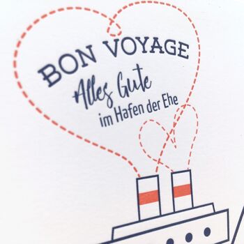 "Tout le meilleur dans le port du mariage" (mariage) Carte pliante Letterpress A6 avec enveloppe 3