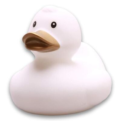 Canard en caoutchouc blanc avec bec doré