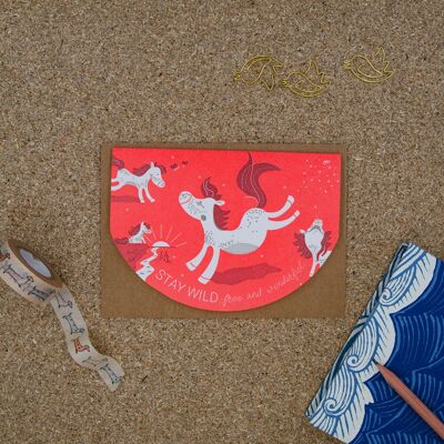 "Stay wild" (Pony) Letterpress A6 folding card with envelope