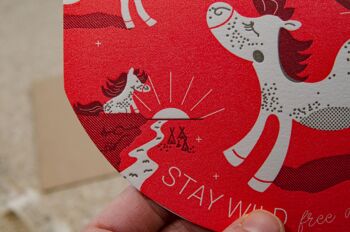 Carte pliante "Stay wild" (Poney) Letterpress A6 avec enveloppe 3