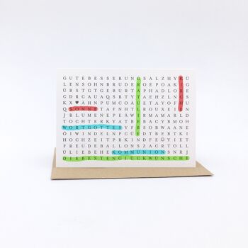 Carte pliante polyvalente (puzzle de recherche de mots) Letterpress A6 avec enveloppe 4