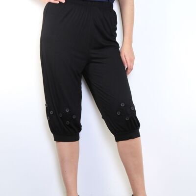 Plus size capri pants with multiple buttons (B158)