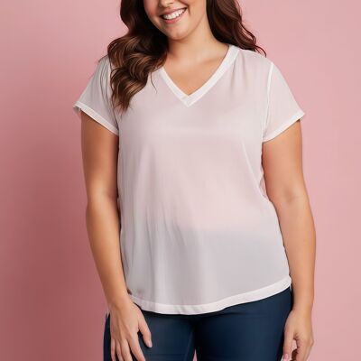 Plus size white lace top (A837)