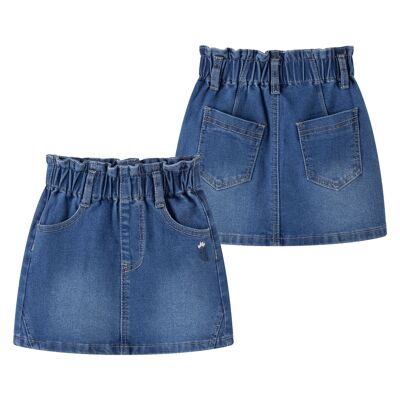 Gonna in denim da bambina con elastico in vita JGI55832