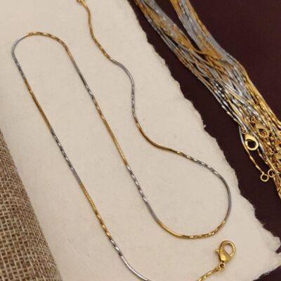 Dual-Tone Snake Chain 18ct Gold Plated Necklace