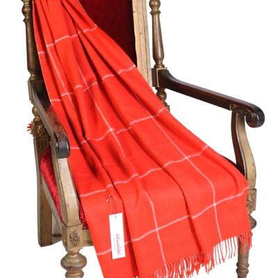 Alpaca wool orange checkered plaid