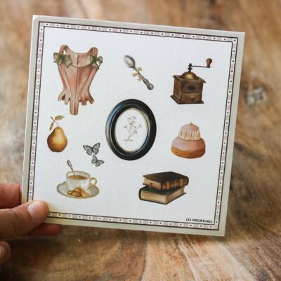 Tarjeta ilustrada La fiesta del té encantada