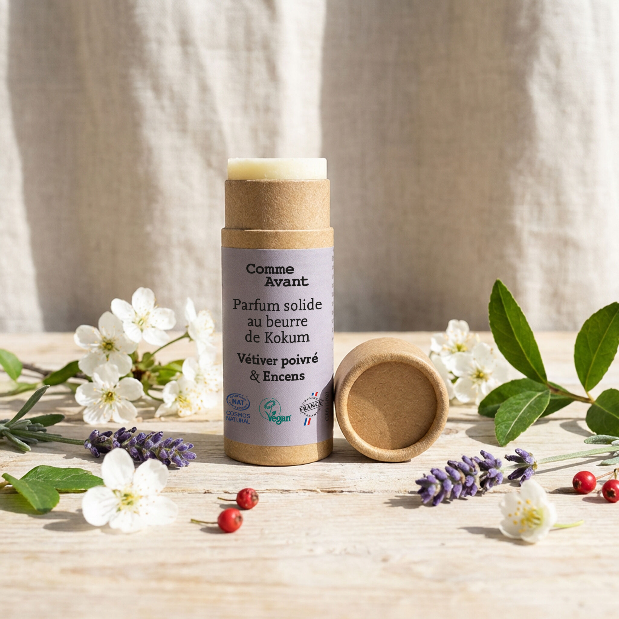 Solid woody perfume with kokum butter