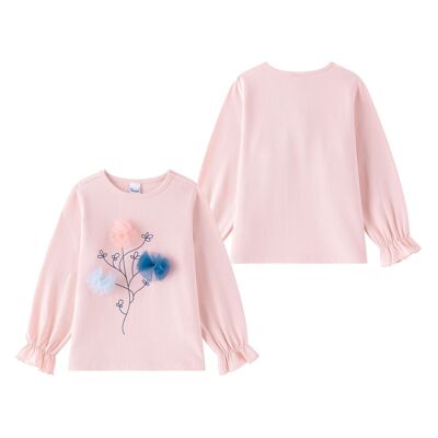 Girls' pink long-sleeved T-shirt JGI65728