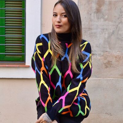 High-necked mesh sweater