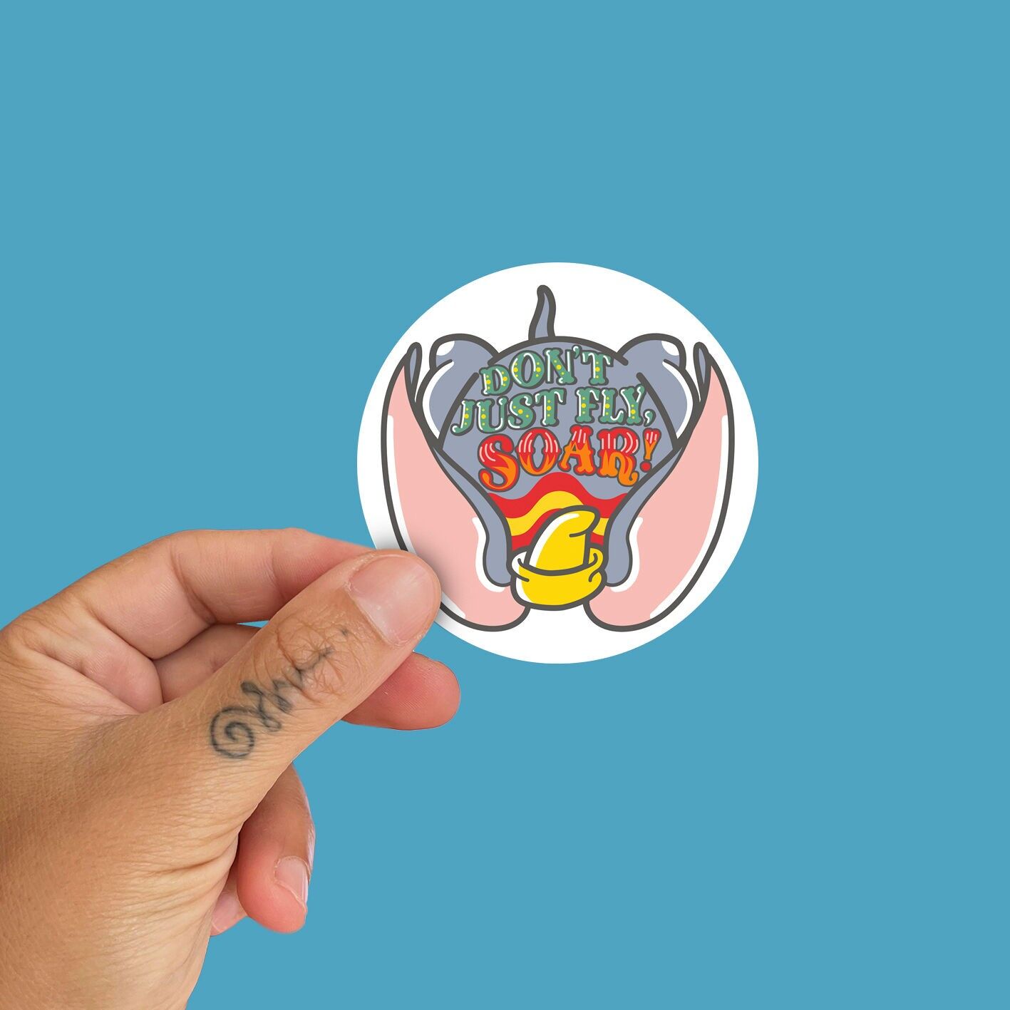 Aufkleber: Nicht nur fliegen, sondern schweben!Elefant bei der bärtigen Frau