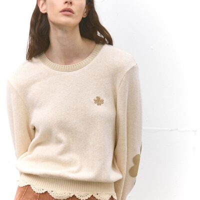 Éline – Cotton knit sweatshirt with embroidered details