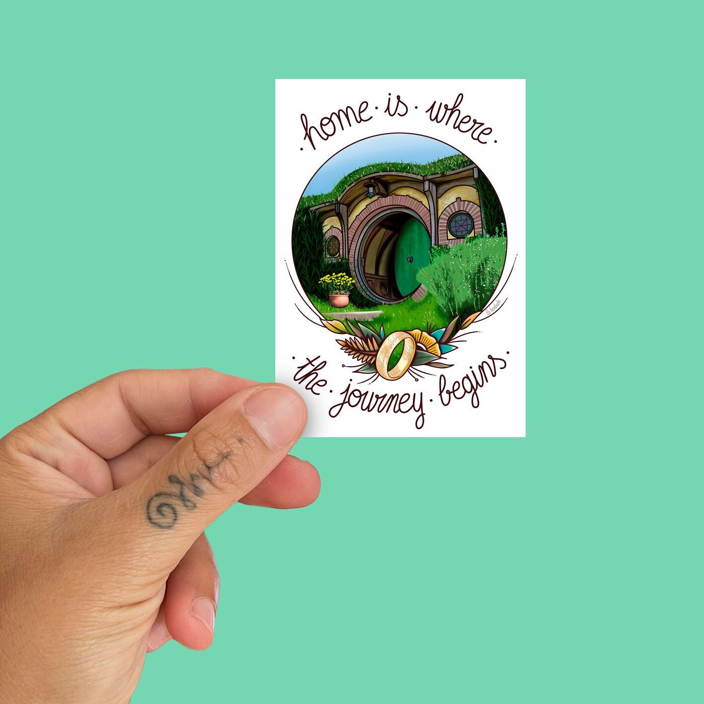 „Zuhause ist, wo die Reise beginnt“-Ringaufkleber von La Barbuda