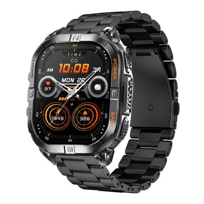 Reloj unisex Smarty - EXPLORER - SW107C - Caja rectangular negra - Correa metálica negra