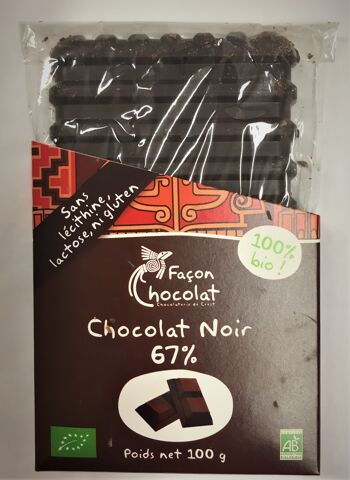 Tablette chocolat noir 67% cacao, BIO, 100g 2