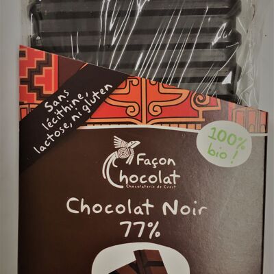 TABLETTE CHOCOLAT NOIR à 77% cacao, BIO, 100g