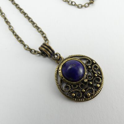 Lapis-lazuli Medallion Long Necklace