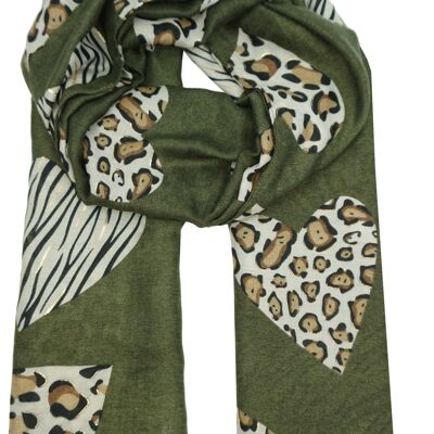 Bufanda con estampado de corazón de leopardo YF6619