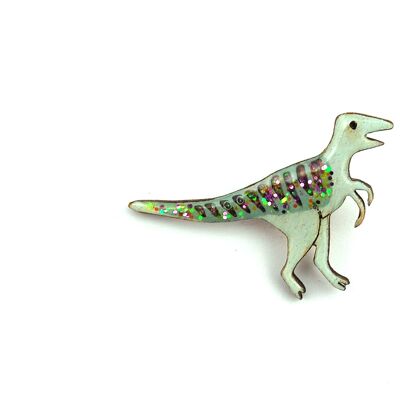 Pin's Pin Velociraptor vert pailleté