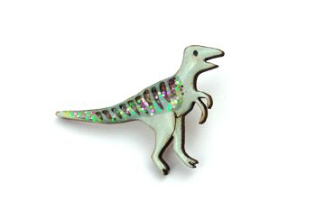 Pin's Pin Velociraptor vert pailleté 5
