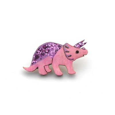 Insignia de triceratops rosa y morado