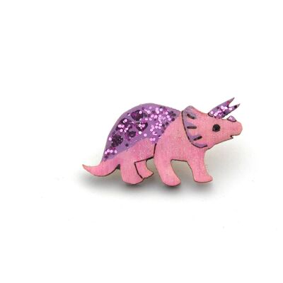 Insignia de triceratops rosa y morado