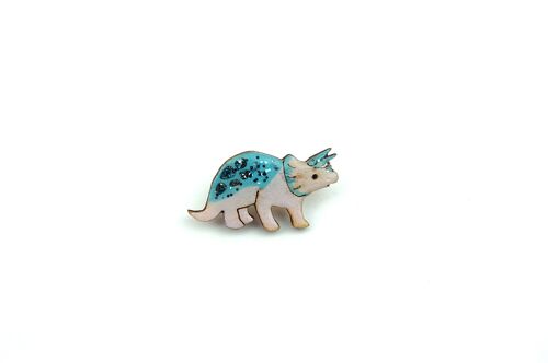 Triceratops Pin Badge- Glittery Pastel Purple & Blue