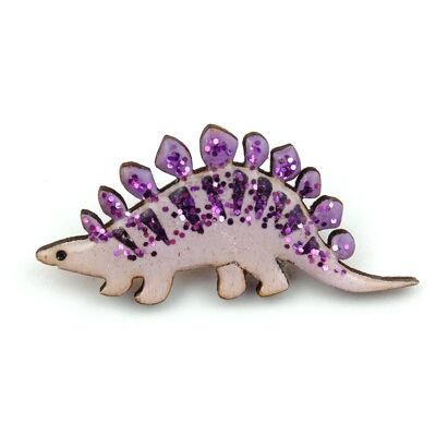Stegosaurus Pin Badge - Pastel Purple and Dark Purple