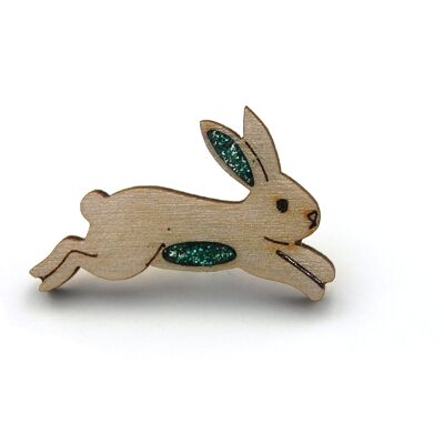 Bunny Rabbit Pin Badge - Emerald Green