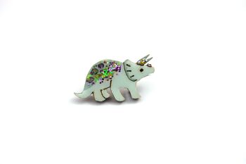 Badge Triceratops - Vert Pastel & Rose 1