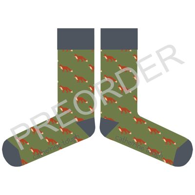ANKLE SOCKS - cotton - men's - FOXES - green - CASE SIZE 3