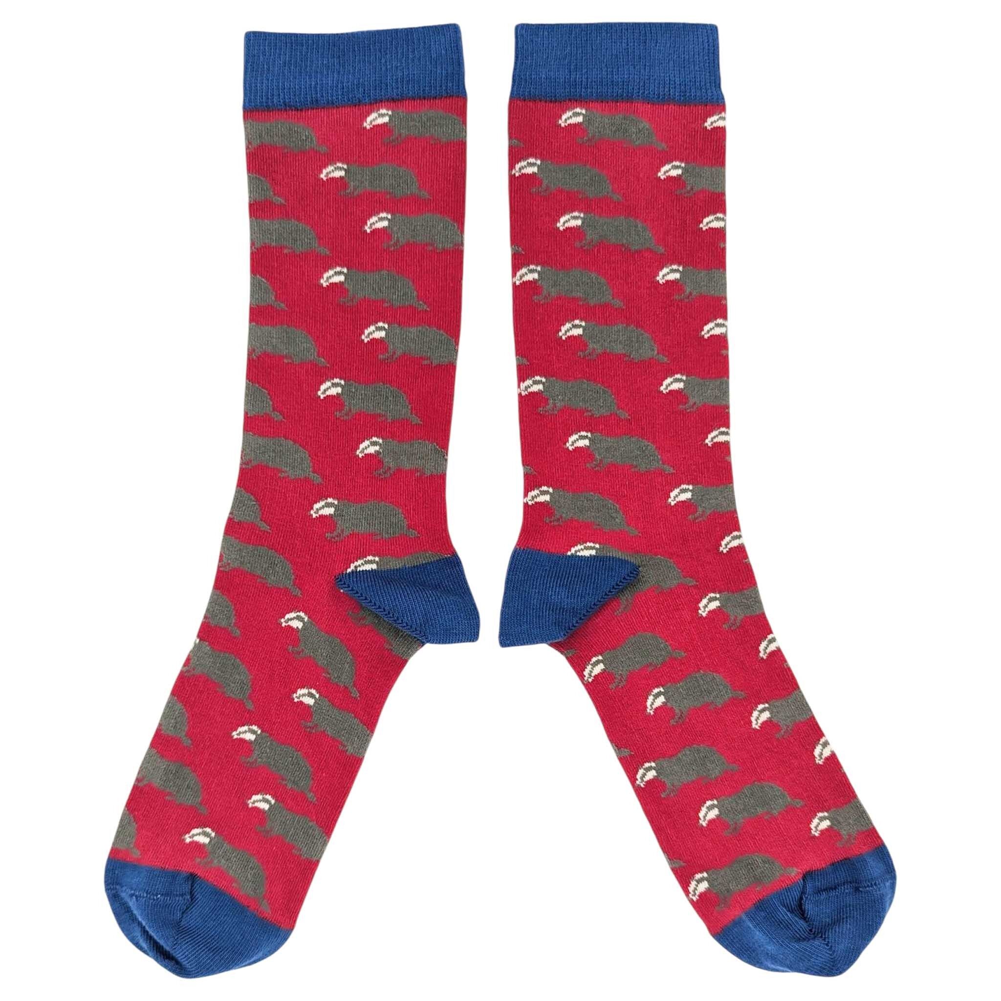 Söckchen - Baumwolle - Herren - Dachse - rot - Kartongröße 3