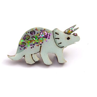 Triceratops Pin Badge Green