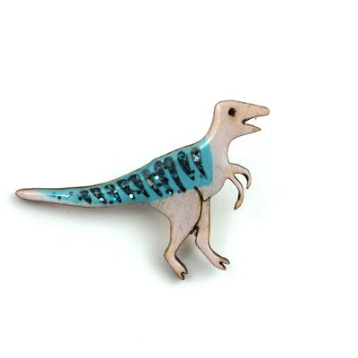 Pastel Purple and Blue Velociraptor Pin Badge