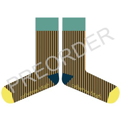 ANKLE SOCKS - cotton - men's - PINSTRIPE - teal/ginger - CASE SIZE 3
