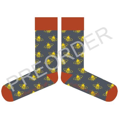ANKLE SOCKS - cotton - men's - BEES - grey - CASE SIZE 3