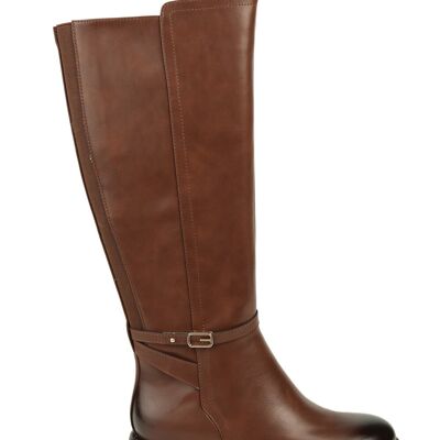 BOTAS ELÁSTICAS DE PU MARRÓN HASTA LA RODILLA (PAQUETE DE 12 PARES, TALLAS 3-8 DEL REINO UNIDO)