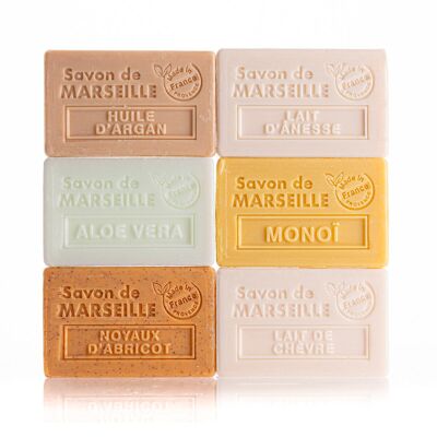 Pack de 12 Pastillas de Jabón de Cuidado – Rectángulo 100g – 6 tratamientos diferentes x 2 unidades de cada uno.