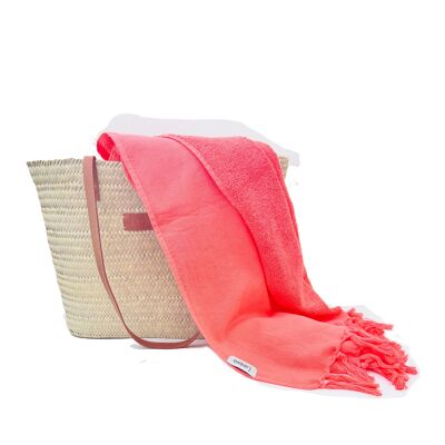Serviette de hammam en éponge - Corail Orange Rose - 90x206cm EXTRA LONGUE