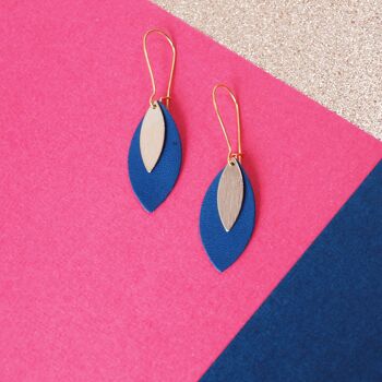 Boucles d'oreilles en cuir AVA bleu canard 3