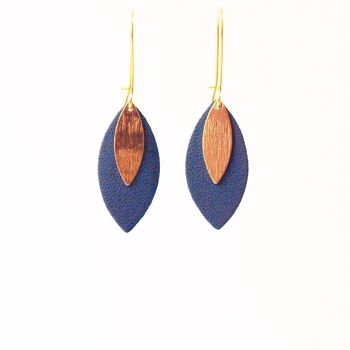 Boucles d'oreilles en cuir AVA bleu canard 5