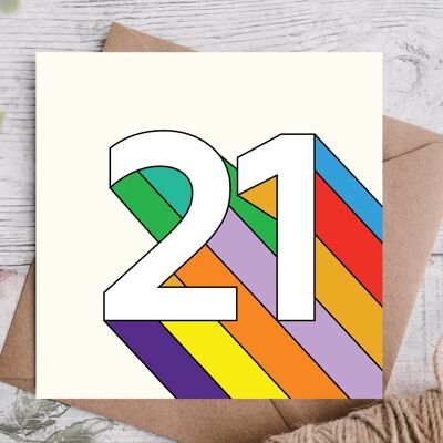 Bunte Geburtstagskarte zum 21.