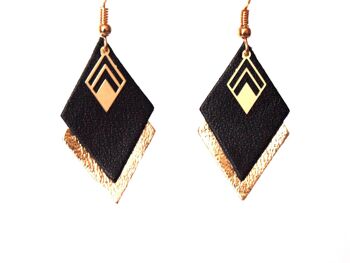 Boucles d'oreilles cuir LYA noir 3